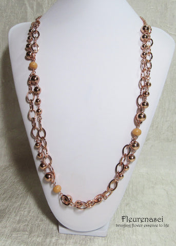 41N Inspirational Flower Petal Bead Rose Gold Plated Mixed Chain Necklace ~ Custom Order ~ Order Form Required