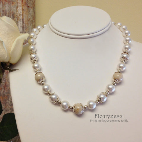 16N Three Flower Petal Bead Swarovski Pearl Necklace ~ Custom Order ~ Order Form Required