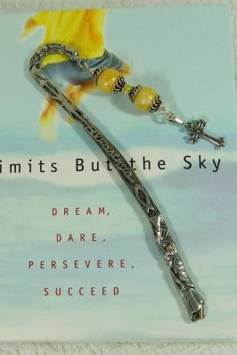 3SBM-1 Blessings Specialty Bookmark with Two Flower Petal Beads ~ Custom Order ~ Order Form Required