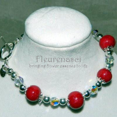 8BR-C Sterling Silver Bracelet with Five Flower Essence Beads ~ Custom Order ~ Order Form Required
