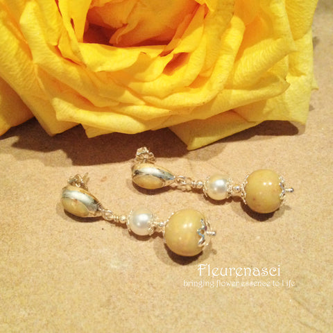 21ER Flower Petal Earrings with Swarovski Pearls & Sterling Silver Bezel Posts ~ Custom Order ~ Order Form Required