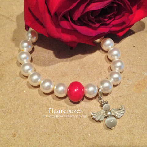 23BR Swarovski Pearl Stretch Bracelet with Guardian Angel Charm ~ Custom Order ~ Order Form Required