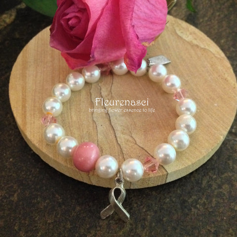 24BR Swarovski Pearl Stretch Bracelet with Awareness Charm ~ Custom Order ~ Order Form Required