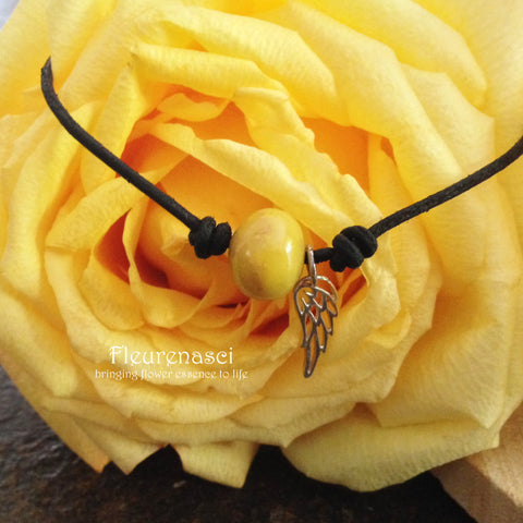 31BR-LW Flower Bead Leather Bracelet with Angel Wing Charm ~ Custom Order ~ Order Form Required