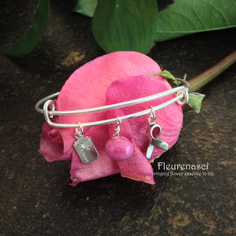 37BR-A Matte Silver Adjustable Bangle Bracelet w/Awareness Charm ~ Custom Order Item ~ Order Form Required