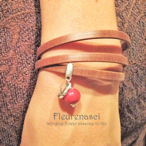 35BR-L1 Flower Bead Arizona Leather Wrap Bracelet with Believe Charm ~ Custom Order ~ Order Form Required