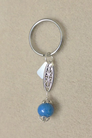 2KC-E Key Chain 1 Flower Bead With Sterling Silver Embellishment ~ Custom Order ~ Order Form Required