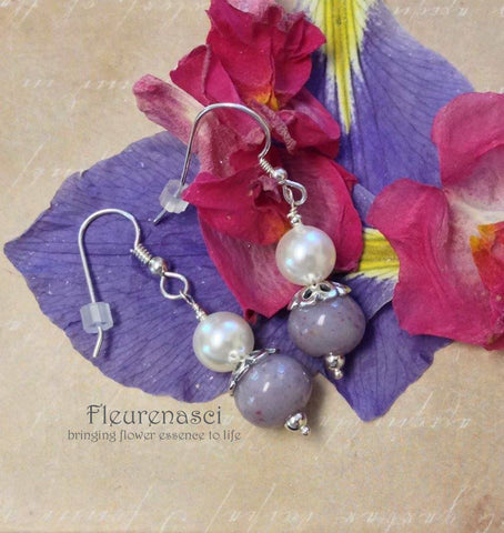 11ER-IS-ISDG Flower Petal Bead Sterling Silver Earrings with Swarovski Pearl