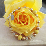 18BR-IS-YR Flower Petal Sterling Silver Bracelet w/Crystals & Pearls