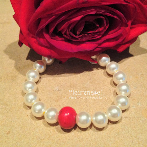 19BR Swarovski Pearl Stretch Bracelet with One Flower Essence Bead ~ Custom Order ~ Order Form Required