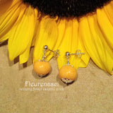 1ER-IS-PR Flower Petal Bead Earrings on Sterling Silver Posts