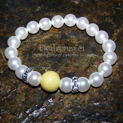 22BR Swarovski Pearl Stretch Bracelet with One Flower Essence Bead ~ Custom Order ~ Order Form Required