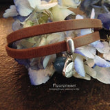 32BR-BL1 Flower Bead Arizona Leather Wrap Bracelet with Gratitude Charm ~ Custom Order ~ Order Form Required