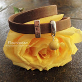 34BR-2BR Flower Bead Arizona Leather Wrap Bracelet with Faith Charm ~ Custom Order ~ Order Form Required
