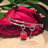 37BR Silver Adjustable Bangle Bracelet w/Flower Bead ~ Custom Order Item ~ Order Form Required