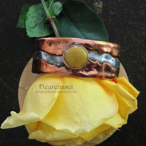 3RBR-C Rustic Cuff Bracelet with Flower Petal Inlay ~ Custom Order ~ Order Form Required