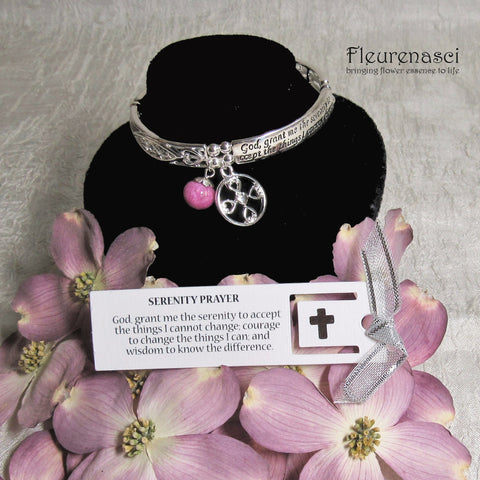 43BR-IS-DG Flower Petal Bead Inspirational Serenity Prayer Bracelet w/Bookmark