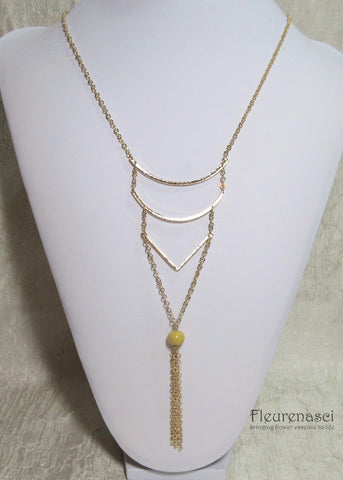 35N Flower Petal Bead Chevron Layered Necklace w/Tassel ~ Custom Order ~ Order Form Required