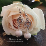 8ER-IS-H3WR Flower Petal Earrings with Sterling Silver Embellishment ~ In Stock Item