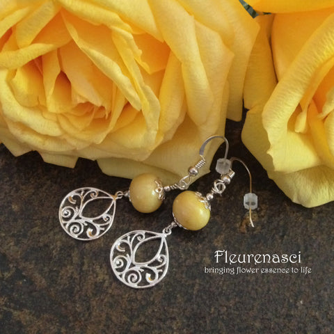 8ER-H4B Flower Petal Earrings with Sterling Silver Embellishment ~ Custom Order ~ Order Form Required