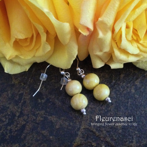 9ER-IS-YD Sterling Silver Earrings with Two Flower Petal Beads ~ In Stock Item
