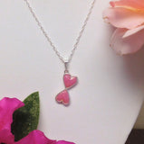 28N Flower Petal Bead Sterling Silver Double Heart Pendant ~ Custom Order ~ Order Form Required