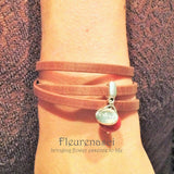 35BR-L1 Flower Bead Arizona Leather Wrap Bracelet with Believe Charm ~ Custom Order ~ Order Form Required