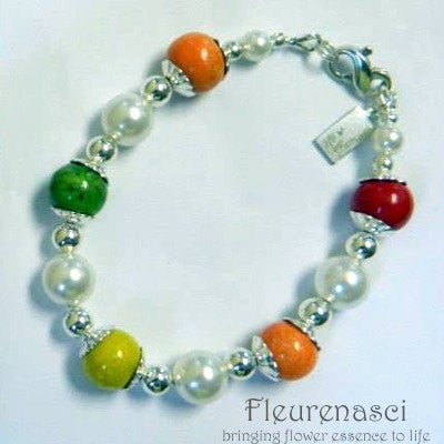 8BR-P Sterling Silver Bracelet with Five Flower Essence Beads ~ Custom Order ~ Order Form Required