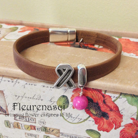 33BR-L1AC Flower Bead Arizona Leather Bracelet with Awareness Slide Charm ~ Custom Order ~ Order Form Required