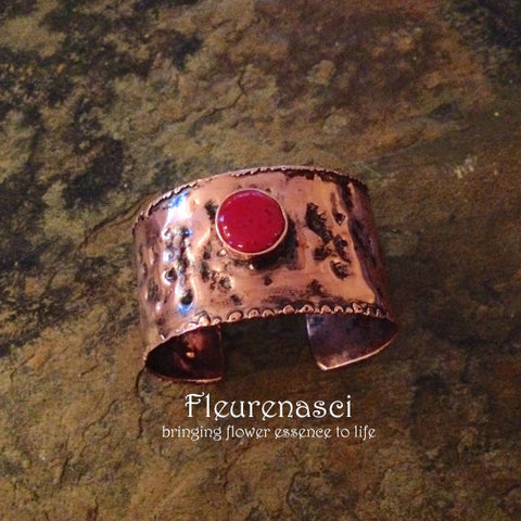 5RBR-CR-IS Rustic Cuff Bracelet with Flower Petal Inlay