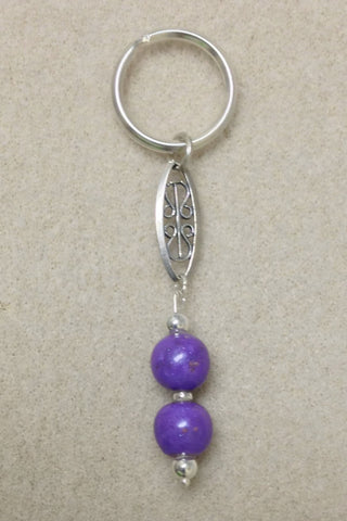 4KC-E Key Chain w/2 Flower Beads With Sterling Silver Embellishment ~ Custom Order ~ Order Form Required