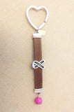 7HKC-A Flower Bead Arizona Leather Key Chain with Awareness Charm ~ Custom Order ~ Order Form Required
