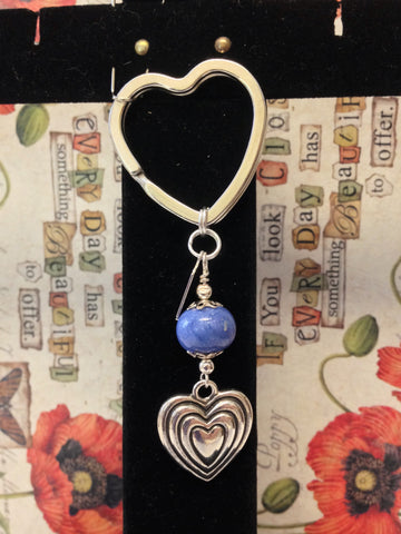 2HKC Heart Key Chain 1 Bead With Sterling Silver Heart Charm ~ Custom Order ~ Order Form Required